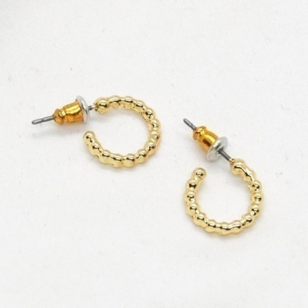 Ashlyn Gold Mini Hoops – Dainty Beaded Open Hoops, Everyday Minimalist J…